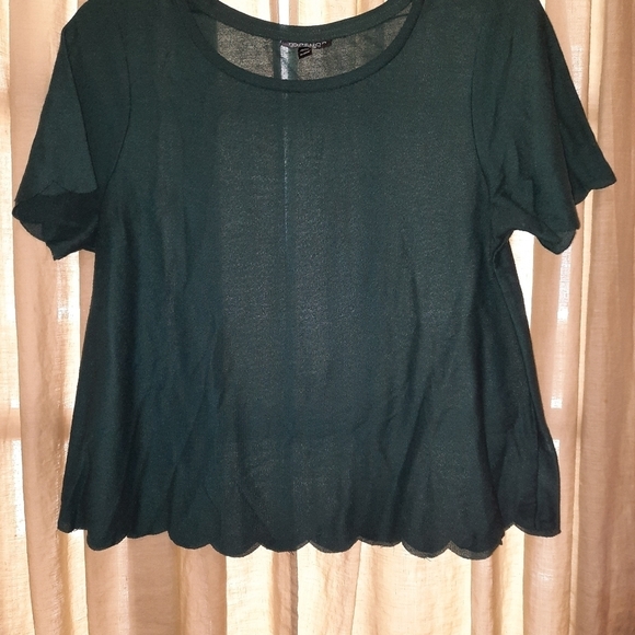 Top Shop Women's Scalloped short sleeved T-shirt - Picture 5 of 5